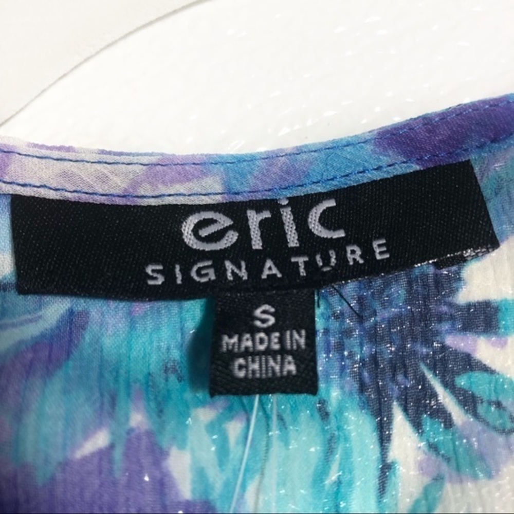 eric Signature women’s floral Sleeveless and flared neck sheer Sz S - Picture 4 of 8